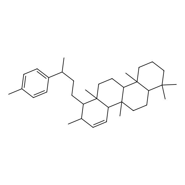 2D Structure of 2,4b,7,7,10a,12a-Hexamethyl-1-[3-(4-methylphenyl)butyl]-1,2,4a,5,6,6a,8,9,10,10b,11,12-dodecahydrochrysene