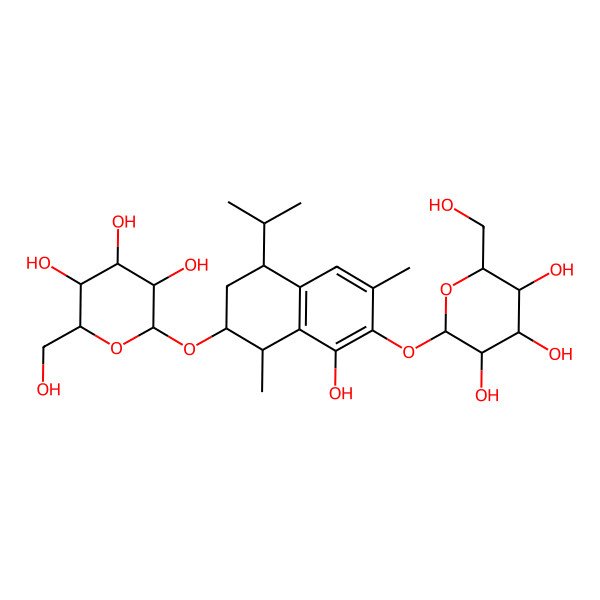 2D Structure of (2R,3R,4S,5S,6R)-2-[[(1S,2R,4S)-8-hydroxy-1,6-dimethyl-4-propan-2-yl-7-[(2S,3R,4S,5S,6R)-3,4,5-trihydroxy-6-(hydroxymethyl)oxan-2-yl]oxy-1,2,3,4-tetrahydronaphthalen-2-yl]oxy]-6-(hydroxymethyl)oxane-3,4,5-triol