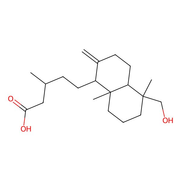 2D Structure of (3S)-5-[(1R,4aS,5S,8aS)-5-(hydroxymethyl)-5,8a-dimethyl-2-methylidene-3,4,4a,6,7,8-hexahydro-1H-naphthalen-1-yl]-3-methylpentanoic acid