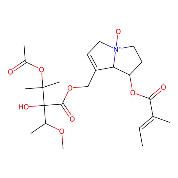 2D Structure of [(7S,8R)-7-[(Z)-2-methylbut-2-enoyl]oxy-4-oxido-5,6,7,8-tetrahydro-3H-pyrrolizin-4-ium-1-yl]methyl (2R)-3-acetyloxy-2-hydroxy-2-[(1S)-1-methoxyethyl]-3-methylbutanoate