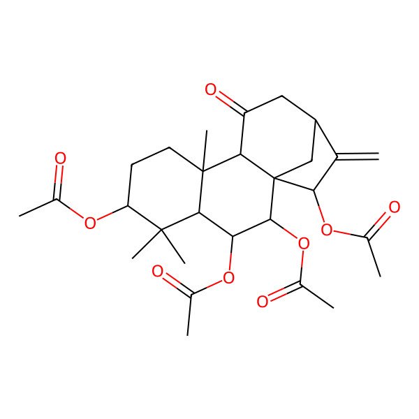 2D Structure of (2,3,15-Triacetyloxy-5,5,9-trimethyl-14-methylidene-11-oxo-6-tetracyclo[11.2.1.01,10.04,9]hexadecanyl) acetate