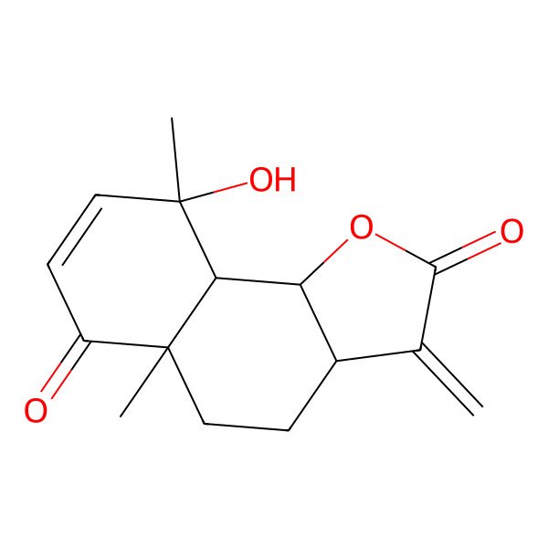 2D Structure of (3aR,5aR,9R,9aS,9bS)-9-hydroxy-5a,9-dimethyl-3-methylidene-4,5,9a,9b-tetrahydro-3aH-benzo[g][1]benzofuran-2,6-dione