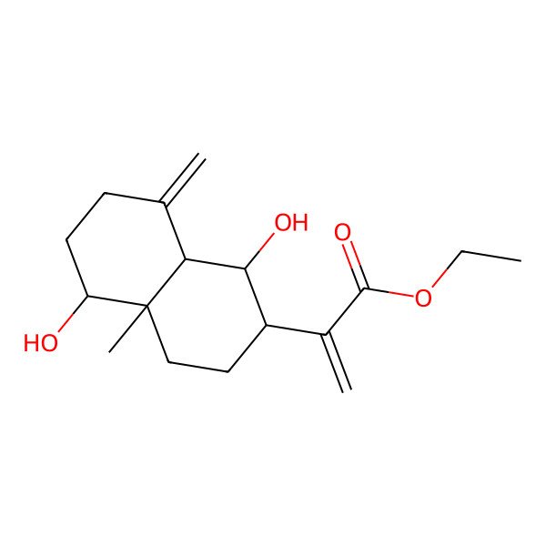 2D Structure of Ethyl 2-(1,5-dihydroxy-4a-methyl-8-methylidene-1,2,3,4,5,6,7,8a-octahydronaphthalen-2-yl)prop-2-enoate