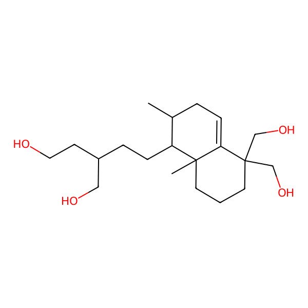 2D Structure of (2S)-2-[2-[(1S,2S,8aR)-5,5-bis(hydroxymethyl)-2,8a-dimethyl-1,2,3,6,7,8-hexahydronaphthalen-1-yl]ethyl]butane-1,4-diol