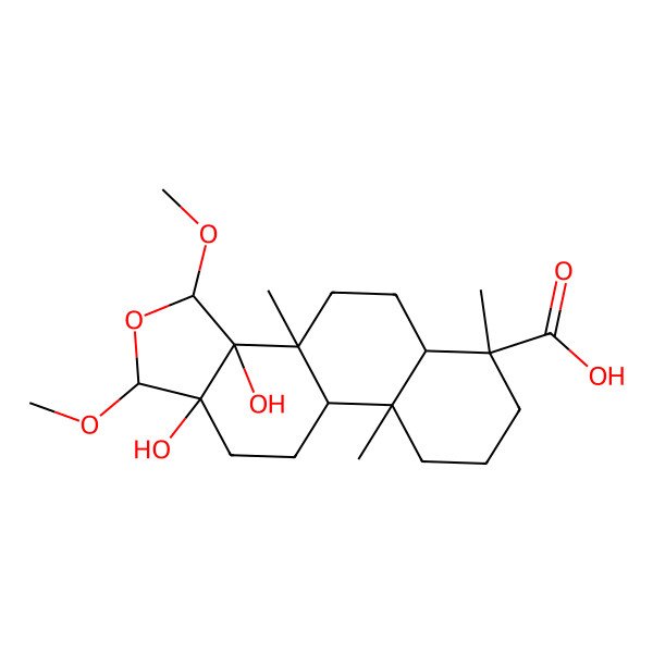2D Structure of 3a,11a-dihydroxy-1,3-dimethoxy-3b,6,9a-trimethyl-3,4,5,5a,7,8,9,9b,10,11-decahydro-1H-naphtho[2,1-e][2]benzofuran-6-carboxylic acid