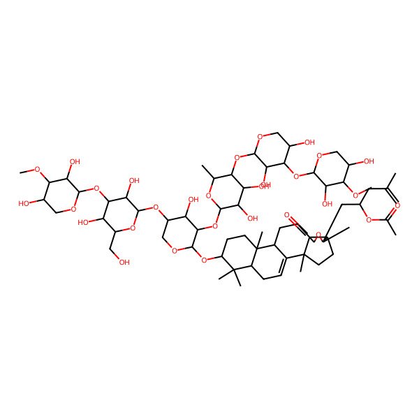2D Structure of [(2S)-1-[(2S,5S,6S,9S,12S,13R,16S,18R)-16-[(2S,3R,4S,5R)-5-[(2S,3R,4S,5R,6R)-4-[(2S,3R,4S,5R)-3,5-dihydroxy-4-methoxyoxan-2-yl]oxy-3,5-dihydroxy-6-(hydroxymethyl)oxan-2-yl]oxy-3-[(2S,3R,4R,5S,6R)-5-[(2S,3R,4S,5R)-4-[(2S,3R,4S,5R)-3,5-dihydroxy-4-methoxyoxan-2-yl]oxy-3,5-dihydroxyoxan-2-yl]oxy-3,4-dihydroxy-6-methyloxan-2-yl]oxy-4-hydroxyoxan-2-yl]oxy-2,6,13,17,17-pentamethyl-8-oxo-7-oxapentacyclo[10.8.0.02,9.05,9.013,18]icos-1(20)-en-6-yl]-4-methylpent-4-en-2-yl] acetate