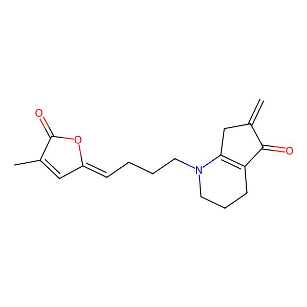 2D Structure of 6-Methylidene-1-[4-(4-methyl-5-oxofuran-2-ylidene)butyl]-2,3,4,7-tetrahydrocyclopenta[b]pyridin-5-one