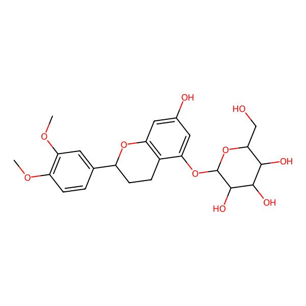2D Structure of (2S,3R,4S,5S,6R)-2-(((S)-2-(3,4-Dimethoxyphenyl)-7-hydroxychroman-5-yl)oxy)-6-(hydroxymethyl)tetrahydro-2H-pyran-3,4,5-triol