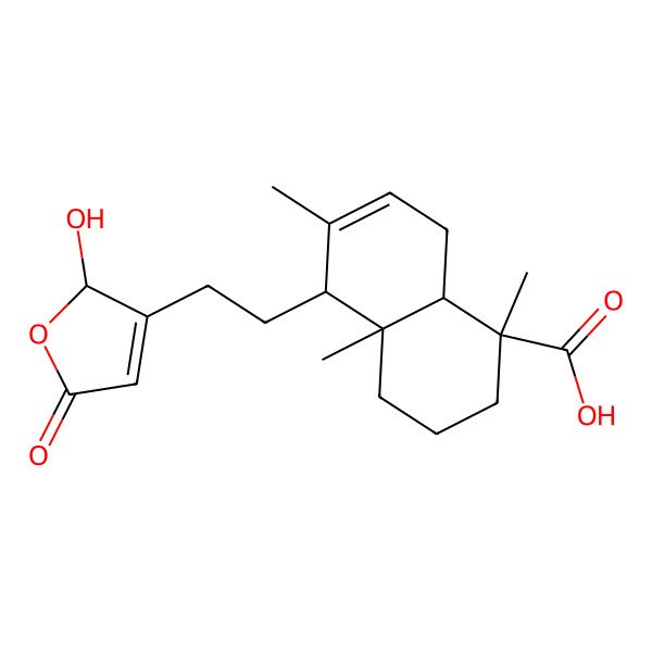 2D Structure of 5-[2-(2-hydroxy-5-oxo-2H-furan-3-yl)ethyl]-1,4a,6-trimethyl-2,3,4,5,8,8a-hexahydronaphthalene-1-carboxylic acid