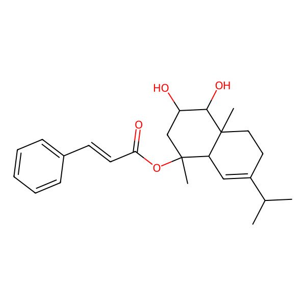 2D Structure of (3,4-Dihydroxy-1,4a-dimethyl-7-propan-2-yl-2,3,4,5,6,8a-hexahydronaphthalen-1-yl) 3-phenylprop-2-enoate