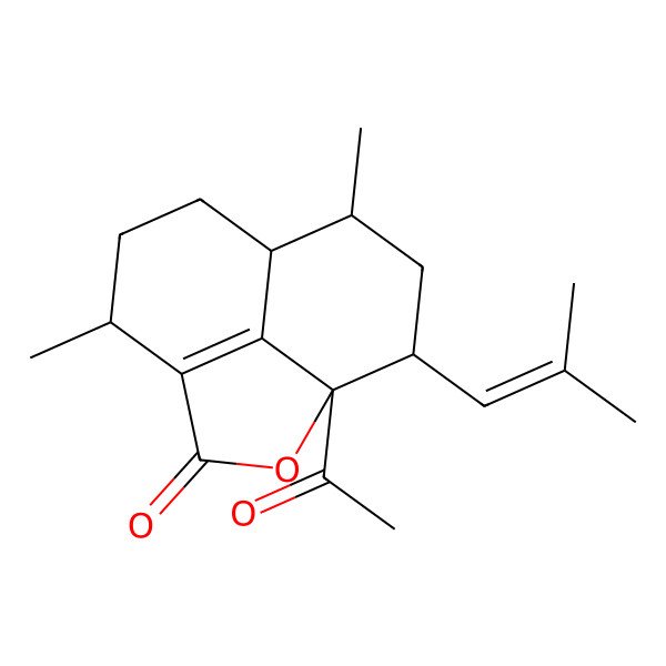 2D Structure of (1S,5S,8R,9S,11S)-1-acetyl-5,9-dimethyl-11-(2-methylprop-1-enyl)-2-oxatricyclo[6.3.1.04,12]dodec-4(12)-en-3-one
