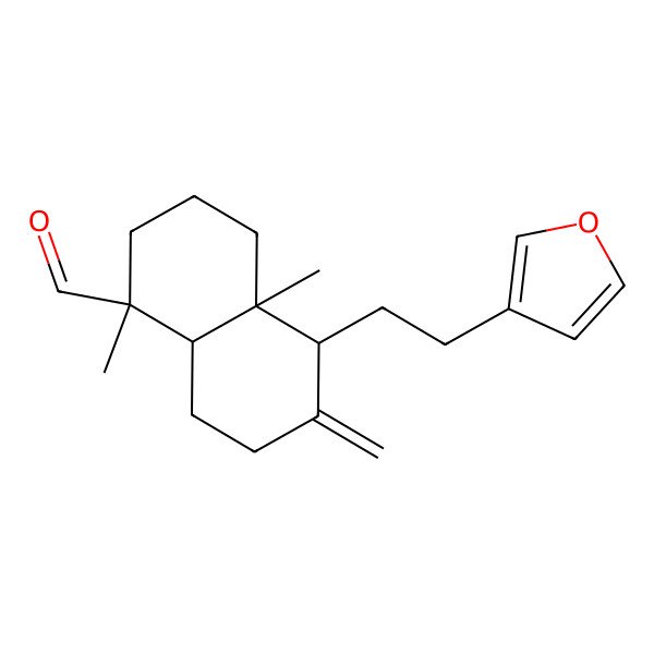 2D Structure of (1R,4aS,5R,8aS)-5-[2-(furan-3-yl)ethyl]-1,4a-dimethyl-6-methylidene-3,4,5,7,8,8a-hexahydro-2H-naphthalene-1-carbaldehyde