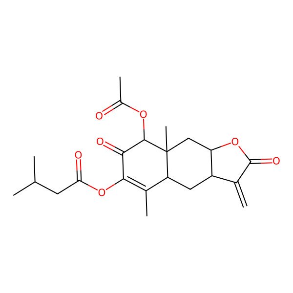 2D Structure of [(3aR,4aR,8R,8aR,9aR)-8-acetyloxy-5,8a-dimethyl-3-methylidene-2,7-dioxo-3a,4,4a,8,9,9a-hexahydrobenzo[f][1]benzofuran-6-yl] 3-methylbutanoate