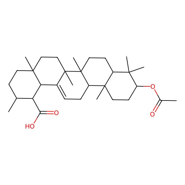 2D Structure of (1S,2R,4aR,6aR,6aS,6bR,8aR,10R,12aR,14bS)-10-acetyloxy-2,4a,6a,6b,9,9,12a-heptamethyl-2,3,4,5,6,6a,7,8,8a,10,11,12,13,14b-tetradecahydro-1H-picene-1-carboxylic acid