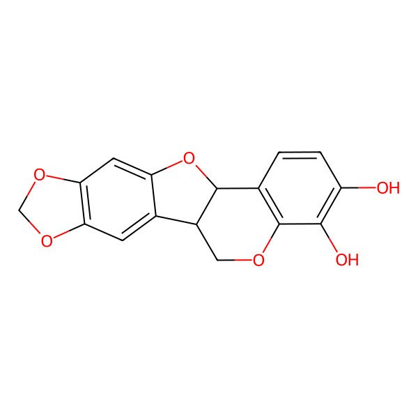 2D Structure of (1S,12S)-5,7,11,19-tetraoxapentacyclo[10.8.0.02,10.04,8.013,18]icosa-2,4(8),9,13(18),14,16-hexaene-16,17-diol