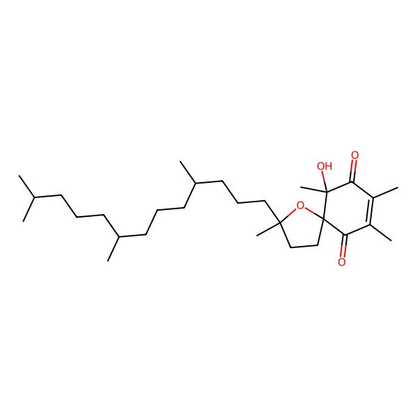 2D Structure of (2R,5R,6R)-6-hydroxy-2,6,8,9-tetramethyl-2-[(4R,8R)-4,8,12-trimethyltridecyl]-1-oxaspiro[4.5]dec-8-ene-7,10-dione