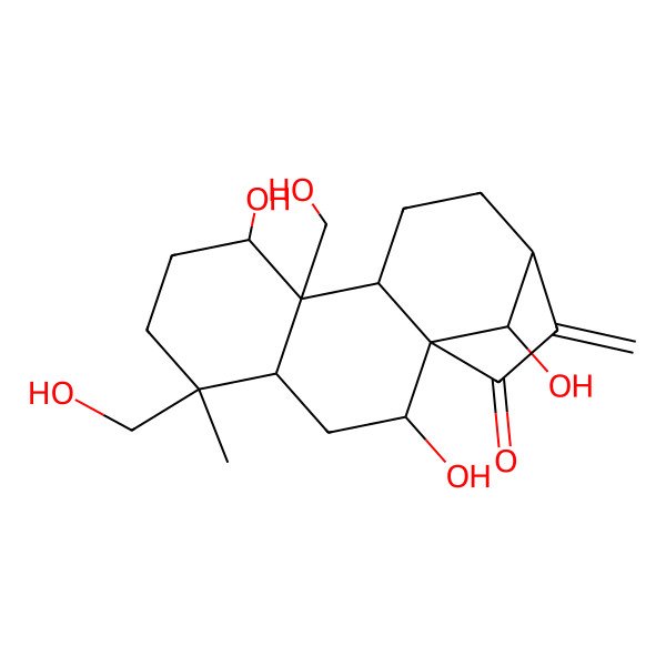 2D Structure of 2,8,16-Trihydroxy-5,9-bis(hydroxymethyl)-5-methyl-14-methylidenetetracyclo[11.2.1.01,10.04,9]hexadecan-15-one