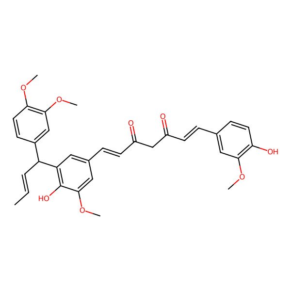 2D Structure of 1-[3-[1-(3,4-Dimethoxyphenyl)but-2-enyl]-4-hydroxy-5-methoxyphenyl]-7-(4-hydroxy-3-methoxyphenyl)hepta-1,6-diene-3,5-dione