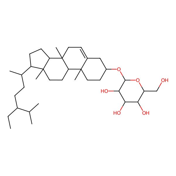 2D Structure of (2R,3R,4S,5S,6R)-2-[[(3S,8S,9S,10R,13R,14R,17R)-17-[(2R,5R)-5-ethyl-6-methylheptan-2-yl]-8,10,13-trimethyl-1,2,3,4,7,9,11,12,14,15,16,17-dodecahydrocyclopenta[a]phenanthren-3-yl]oxy]-6-(hydroxymethyl)oxane-3,4,5-triol