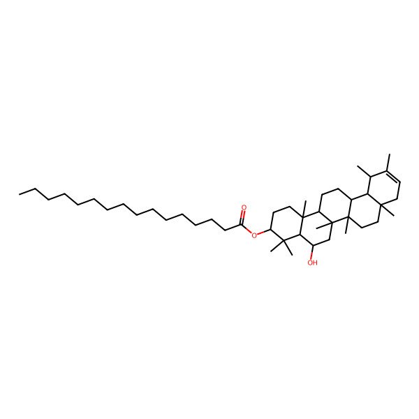 2D Structure of (5-hydroxy-4,4,6a,6b,8a,11,12,14b-octamethyl-2,3,4a,5,6,6a,7,8,9,12,12a,13,14,14a-tetradecahydro-1H-picen-3-yl) hexadecanoate