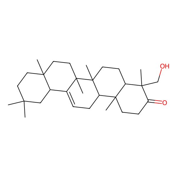 2D Structure of 4-(hydroxymethyl)-4,6a,6b,8a,11,11,14b-heptamethyl-2,4a,5,6,7,8,9,10,12,12a,14,14a-dodecahydro-1H-picen-3-one