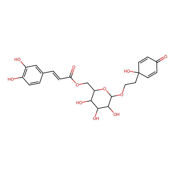 2D Structure of [3,4,5-Trihydroxy-6-[2-(1-hydroxy-4-oxocyclohexa-2,5-dien-1-yl)ethoxy]oxan-2-yl]methyl 3-(3,4-dihydroxyphenyl)prop-2-enoate