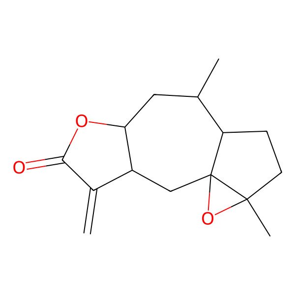 2D Structure of (1S,3R,7S,9S,10R,13R)-9,13-dimethyl-4-methylidene-6,14-dioxatetracyclo[8.4.0.01,13.03,7]tetradecan-5-one