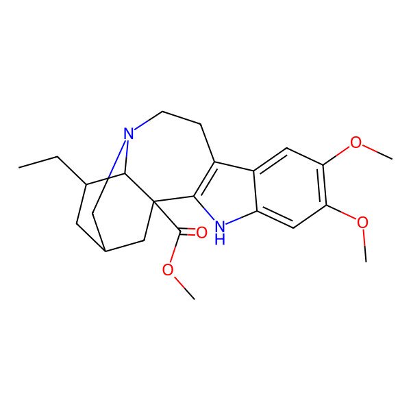 2D Structure of methyl (1S,15R,18S)-17-ethyl-6,7-dimethoxy-3,13-diazapentacyclo[13.3.1.02,10.04,9.013,18]nonadeca-2(10),4,6,8-tetraene-1-carboxylate