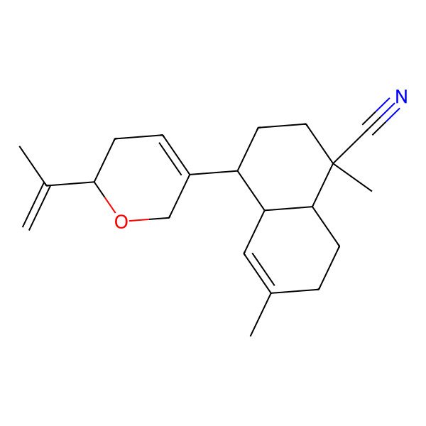 2D Structure of (1S,4S,4aS,8aS)-1,6-dimethyl-4-[(2S)-2-prop-1-en-2-yl-3,6-dihydro-2H-pyran-5-yl]-3,4,4a,7,8,8a-hexahydro-2H-naphthalene-1-carbonitrile