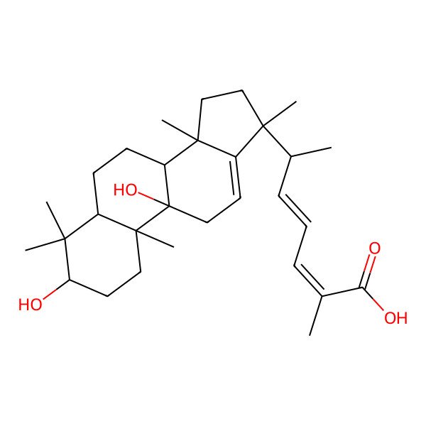 2D Structure of (6R)-6-[(3R,5S,8S,9R,10S,14S,17S)-3,9-dihydroxy-4,4,10,14,17-pentamethyl-1,2,3,5,6,7,8,11,15,16-decahydrocyclopenta[a]phenanthren-17-yl]-2-methylhepta-2,4-dienoic acid