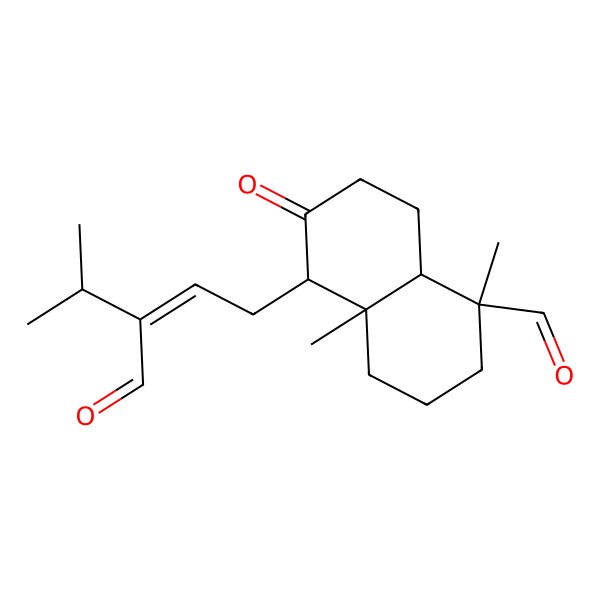 2D Structure of (1S,4aS,5R,8aR)-5-[(E)-3-formyl-4-methylpent-2-enyl]-1,4a-dimethyl-6-oxo-3,4,5,7,8,8a-hexahydro-2H-naphthalene-1-carbaldehyde