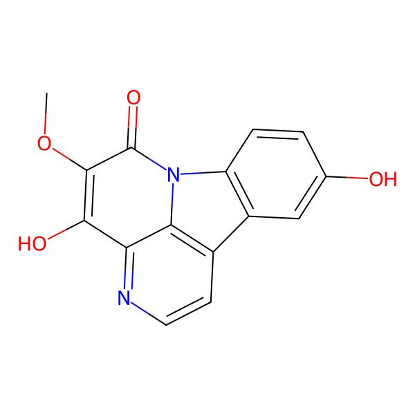 2D Structure of 4,12-Dihydroxy-3-methoxy-1,6-diazatetracyclo[7.6.1.05,16.010,15]hexadeca-3,5(16),6,8,10,12,14-heptaen-2-one
