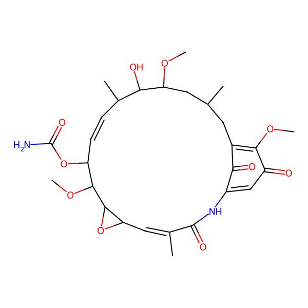 2D Structure of [(4E,6S,8S,9R,10S,11E,13S,14R,15S,17R)-14-hydroxy-9,15,20-trimethoxy-4,13,17-trimethyl-3,21,23-trioxo-7-oxa-2-azatricyclo[17.3.1.06,8]tricosa-1(22),4,11,19-tetraen-10-yl] carbamate