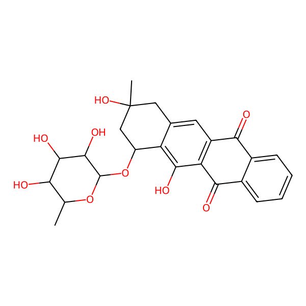 2D Structure of (7S,9R)-6,9-dihydroxy-9-methyl-7-[(2R,3S,4R,5R,6S)-3,4,5-trihydroxy-6-methyloxan-2-yl]oxy-8,10-dihydro-7H-tetracene-5,12-dione