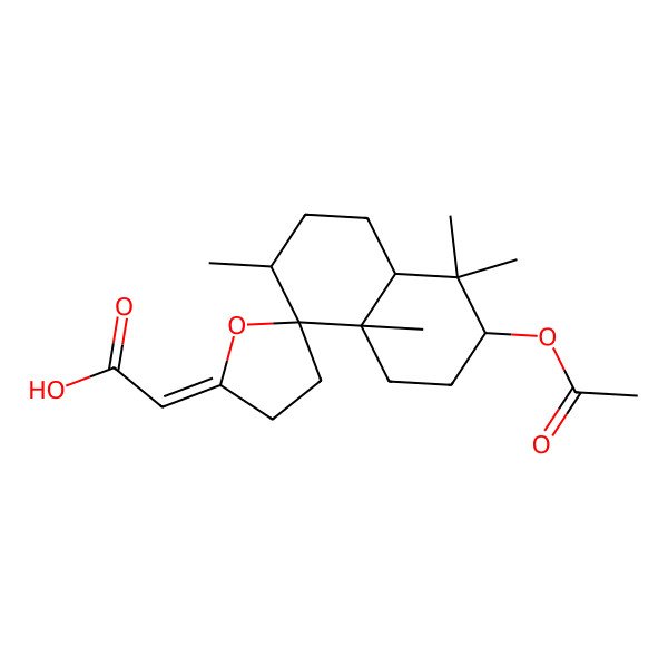 2D Structure of 2-(3-acetyloxy-4,4,7,8a-tetramethylspiro[2,3,4a,5,6,7-hexahydro-1H-naphthalene-8,5'-oxolane]-2'-ylidene)acetic acid