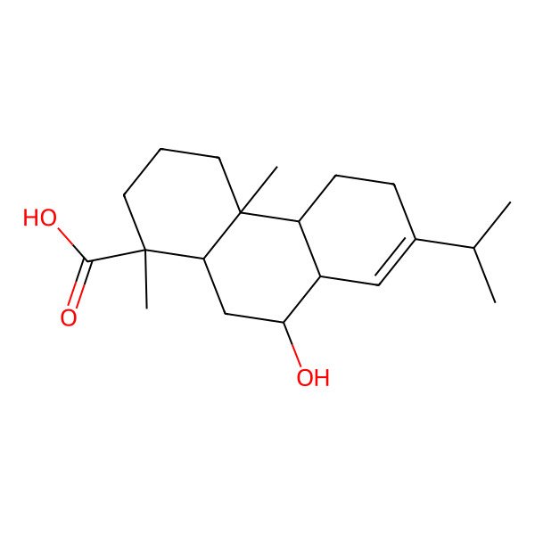 2D Structure of (1S,4aR,4bS,8aS,9R,10aR)-9-hydroxy-1,4a-dimethyl-7-propan-2-yl-2,3,4,4b,5,6,8a,9,10,10a-decahydrophenanthrene-1-carboxylic acid