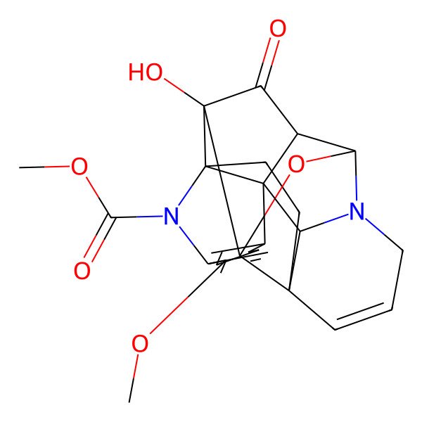 2D Structure of methyl (1S,2S,4S,5S,7S,12S,15R,23S)-4-hydroxy-18-methoxy-3-oxo-6-oxa-8,16-diazaoctacyclo[10.10.1.01,15.02,7.04,15.05,12.08,23.017,22]tricosa-10,17(22),18,20-tetraene-16-carboxylate