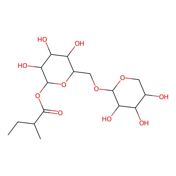 2D Structure of [(2S,3R,4S,5S,6R)-3,4,5-trihydroxy-6-[[(2S,3R,4S,5S)-3,4,5-trihydroxyoxan-2-yl]oxymethyl]oxan-2-yl] (2S)-2-methylbutanoate