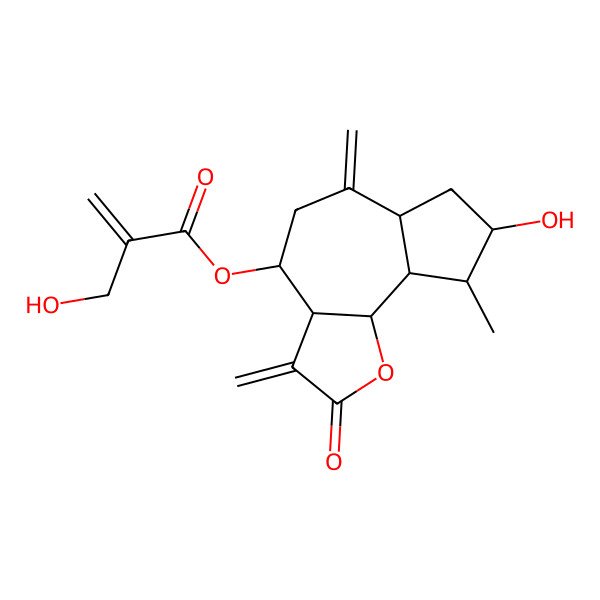 2D Structure of (8-hydroxy-9-methyl-3,6-dimethylidene-2-oxo-4,5,6a,7,8,9,9a,9b-octahydro-3aH-azuleno[4,5-b]furan-4-yl) 2-(hydroxymethyl)prop-2-enoate