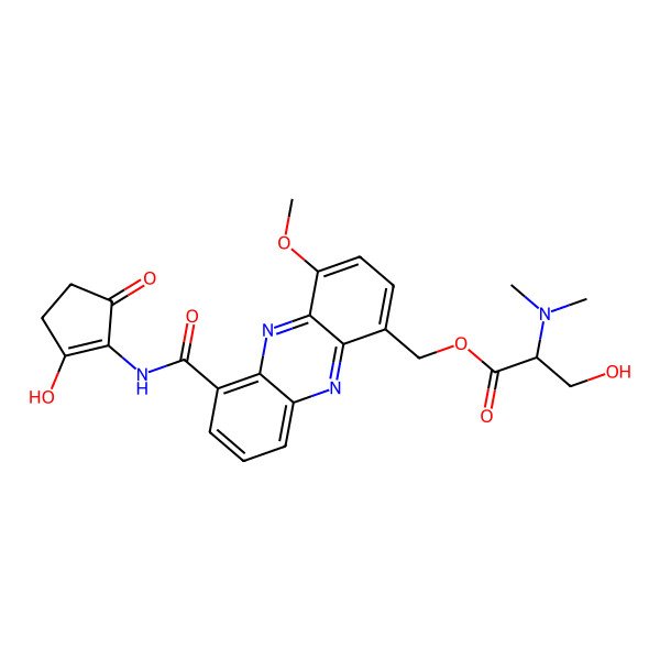 2D Structure of [6-[(2-Hydroxy-5-oxocyclopenten-1-yl)carbamoyl]-4-methoxyphenazin-1-yl]methyl 2-(dimethylamino)-3-hydroxypropanoate