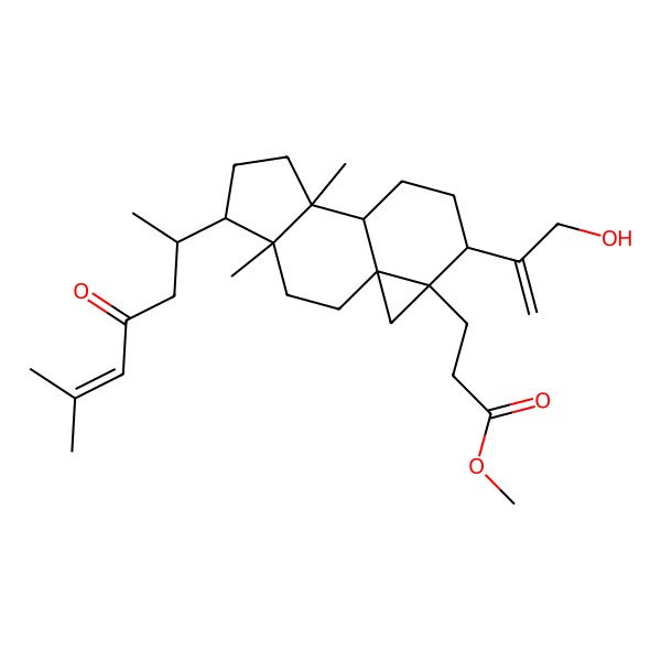 2D Structure of methyl 3-[(1S,4R,5R,8S,9S,12R,13R)-12-(3-hydroxyprop-1-en-2-yl)-4,8-dimethyl-5-[(2R)-6-methyl-4-oxohept-5-en-2-yl]-13-tetracyclo[7.5.0.01,13.04,8]tetradecanyl]propanoate