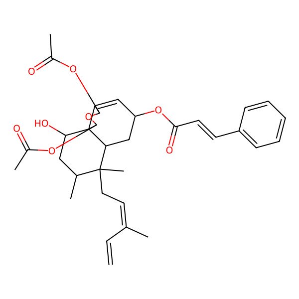 2D Structure of [1,3-Diacetyloxy-10-hydroxy-7,8-dimethyl-7-(3-methylpenta-2,4-dienyl)-1,3,5,6,6a,8,9,10-octahydrobenzo[d][2]benzofuran-5-yl] 3-phenylprop-2-enoate