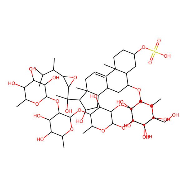 2D Structure of [6-[4-[5-[4,5-dihydroxy-6-methyl-3-(3,4,5-trihydroxy-6-methyloxan-2-yl)oxyoxan-2-yl]oxy-4-hydroxy-6-methyl-3-(3,4,5-trihydroxy-6-methyloxan-2-yl)oxyoxan-2-yl]oxy-3,5-dihydroxy-6-(hydroxymethyl)oxan-2-yl]oxy-16-hydroxy-17-[1-hydroxy-1-[3-(3-methylbutan-2-yl)oxiran-2-yl]ethyl]-10,13-dimethyl-2,3,4,5,6,7,8,12,14,15,16,17-dodecahydro-1H-cyclopenta[a]phenanthren-3-yl] hydrogen sulfate