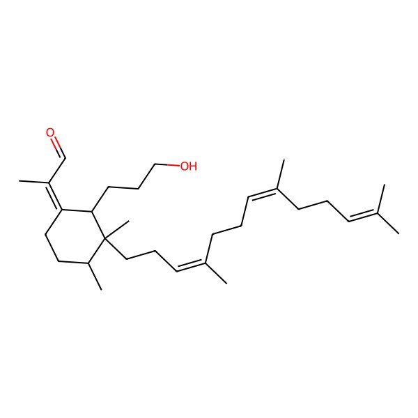 2D Structure of 2-[2-(3-Hydroxypropyl)-3,4-dimethyl-3-(4,8,12-trimethyltrideca-3,7,11-trienyl)cyclohexylidene]propanal
