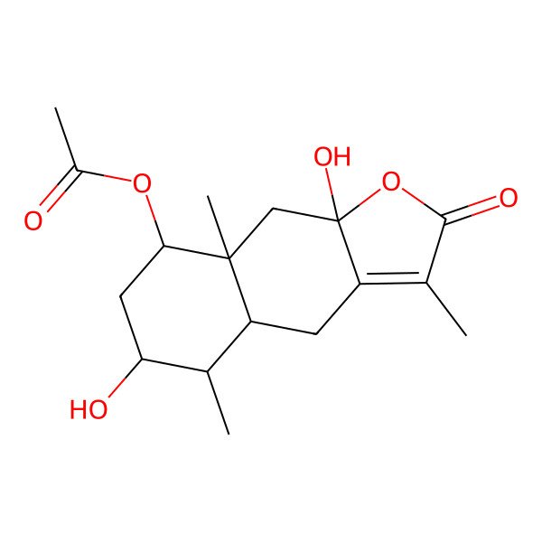 2D Structure of [(4aR,5R,6S,8R,8aS,9aR)-6,9a-dihydroxy-3,5,8a-trimethyl-2-oxo-4a,5,6,7,8,9-hexahydro-4H-benzo[f][1]benzofuran-8-yl] acetate