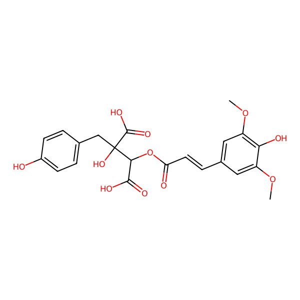 2D Structure of 2-Hydroxy-3-[3-(4-hydroxy-3,5-dimethoxyphenyl)prop-2-enoyloxy]-2-[(4-hydroxyphenyl)methyl]butanedioic acid