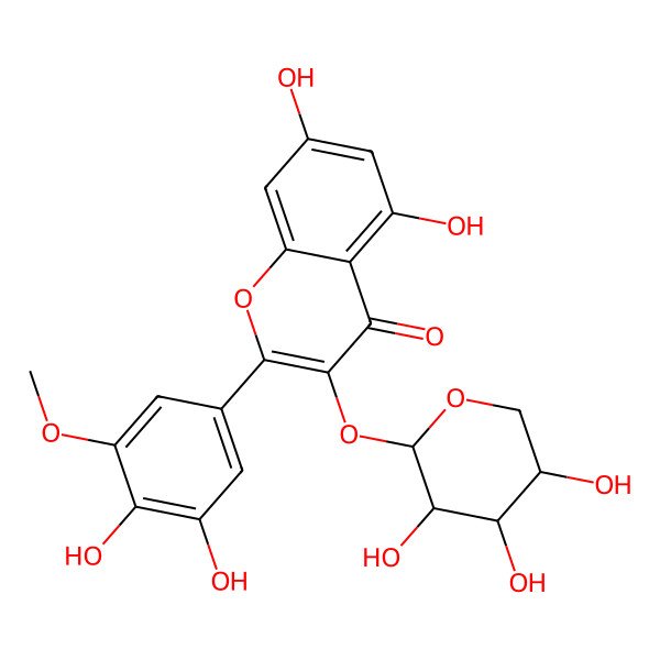 2D Structure of 2-(3,4-dihydroxy-5-methoxyphenyl)-5,7-dihydroxy-3-[(2S,3R,4S,5S)-3,4,5-trihydroxyoxan-2-yl]oxychromen-4-one