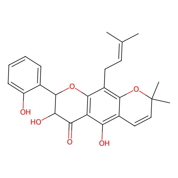 2D Structure of 5,7-Dihydroxy-8-(2-hydroxyphenyl)-2,2-dimethyl-10-(3-methylbut-2-enyl)-7,8-dihydropyrano[3,2-g]chromen-6-one