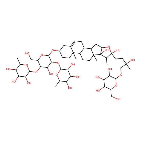 2D Structure of 2-[6-[[6,8-Dihydroxy-6-[3-hydroxy-3-methyl-4-[3,4,5-trihydroxy-6-(hydroxymethyl)oxan-2-yl]oxybutyl]-7,9,13-trimethyl-5-oxapentacyclo[10.8.0.02,9.04,8.013,18]icos-18-en-16-yl]oxy]-4-hydroxy-2-(hydroxymethyl)-5-(3,4,5-trihydroxy-6-methyloxan-2-yl)oxyoxan-3-yl]oxy-6-methyloxane-3,4,5-triol