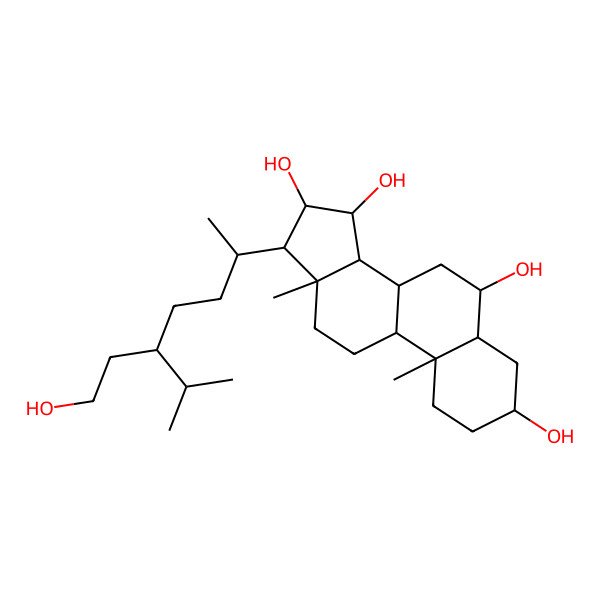 2D Structure of 17-[5-(2-hydroxyethyl)-6-methylheptan-2-yl]-10,13-dimethyl-2,3,4,5,6,7,8,9,11,12,14,15,16,17-tetradecahydro-1H-cyclopenta[a]phenanthrene-3,6,15,16-tetrol